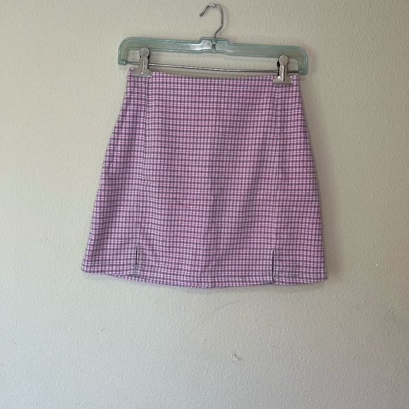 Brandy Melville Dresses & Skirts - John Galt brandy Melville pink plaid a-line skirt with two little slits on front
